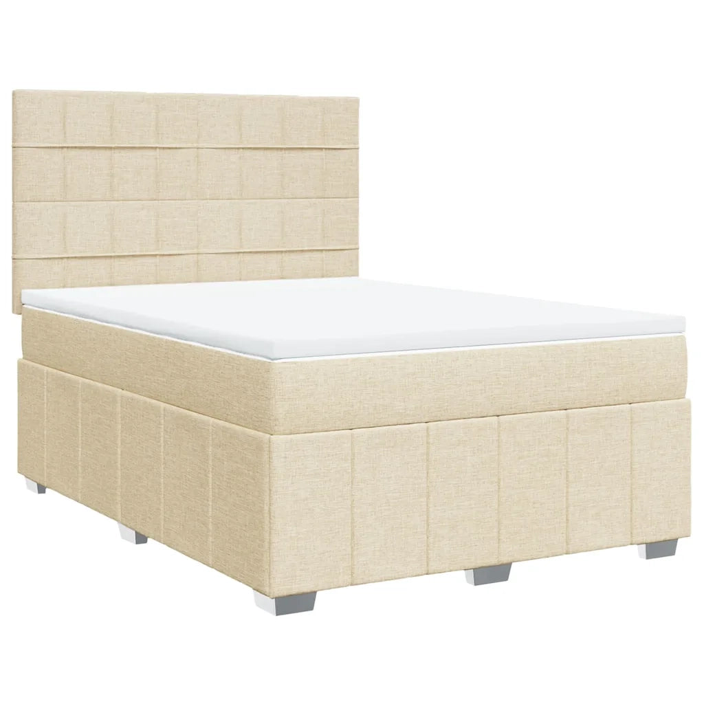 vidaXL Giroletto a Molle con Materasso Crema 160x200 cm in Tessuto