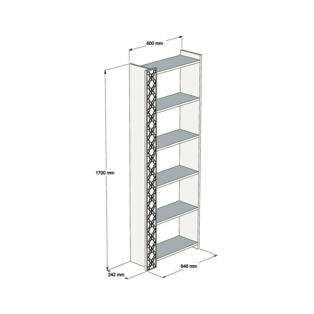 Libreria Vele, Scaffale da ufficio, Mobile portalibri, Biblioteca, 65x24h170 cm, Noce e Bianco
