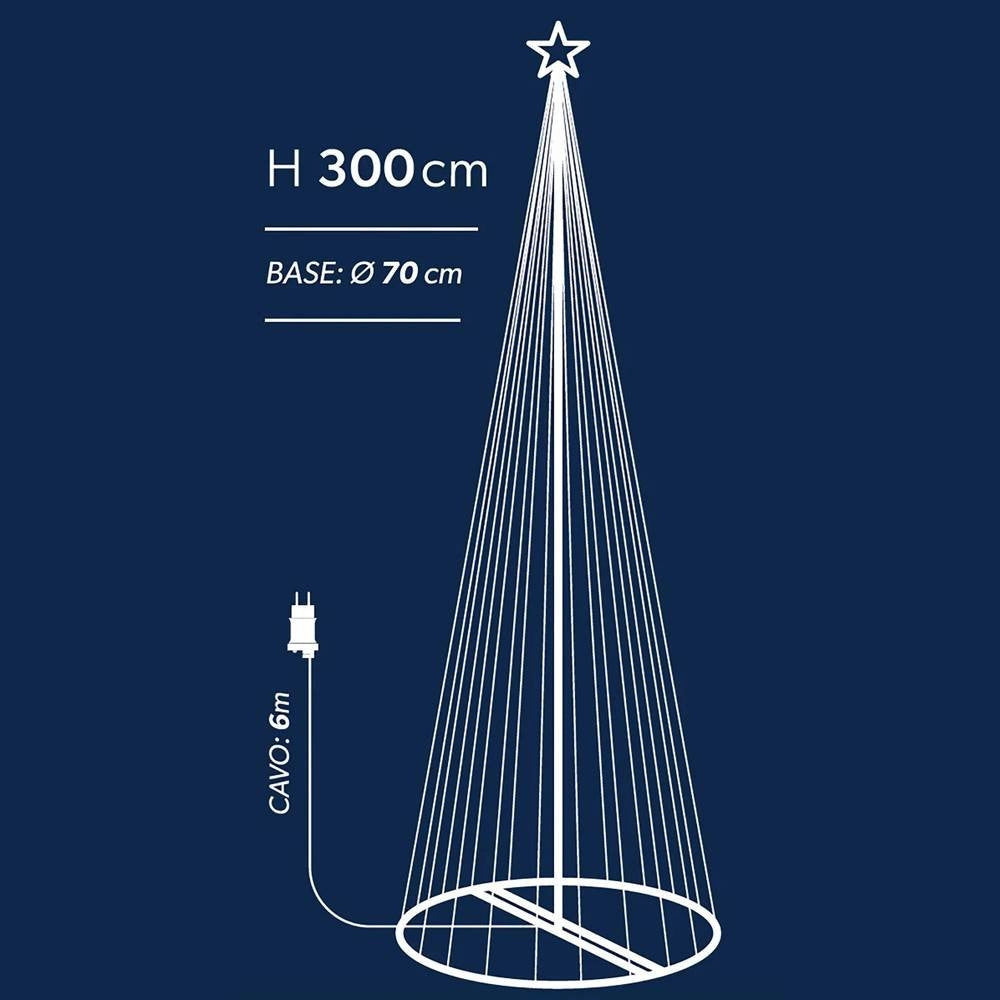 Trade Shop - Albero Di Natale Luminoso Bianco Freddo 394 Led 300cm Decorazione Per Esterno -