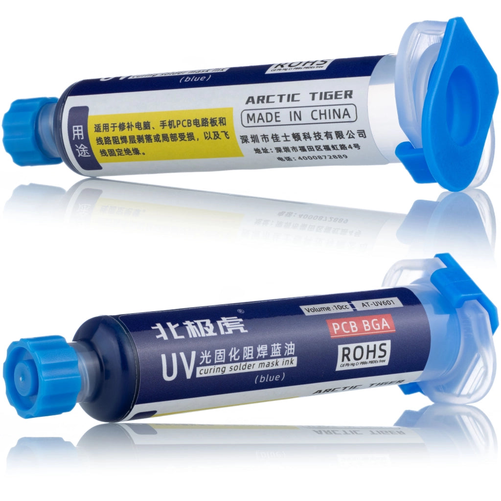 Soldermaska Blu 10ml con Pistone – Protezione PCB, Isolante, Rapida Polimerizzazione UV | Capacità 10ml