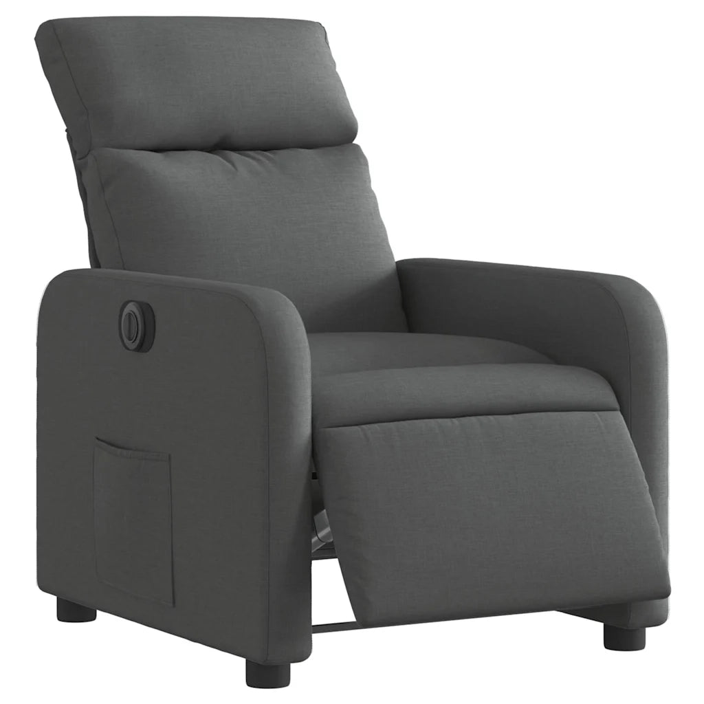 Poltrona | Sedia Relax Elettrica Reclinabile Grigio Scuro in Tessuto