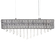 Lampadario in ferro argentato finitura cromo con cristalli illuminazione soggiorno sala da pranzo