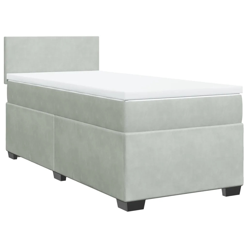 Giroletto a Molle con Materasso Grigio Chiaro 90x190 cm Velluto 3286180