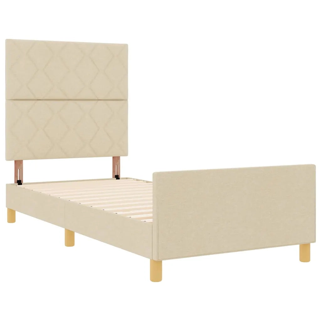 Struttura del letto con testiera Crema 90 x 190 cm Tessuto 3344772