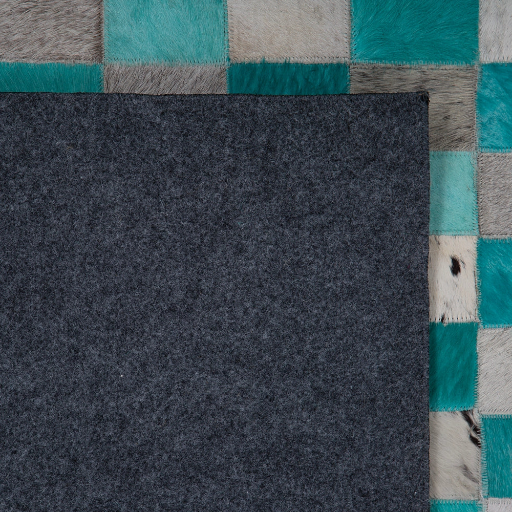 Tappeto tappetino Tappeto Turchese e Grigio Pelle Scacchi 140 x 200 cm Moderno Eclettico