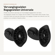 Set di Pneumatici di Ricambio per Bagagli - Nero PP - Stile - Leggero - Pneumatici Universali - Singolo - Materiale di Alta Qualità - Pneumatici per Bagagli