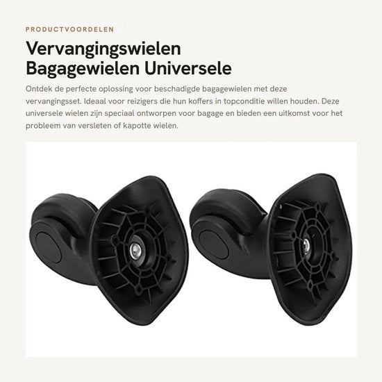 Set di Pneumatici di Ricambio per Bagagli - Nero PP - Stile - Leggero - Pneumatici Universali - Singolo - Materiale di Alta Qualità - Pneumatici per Bagagli