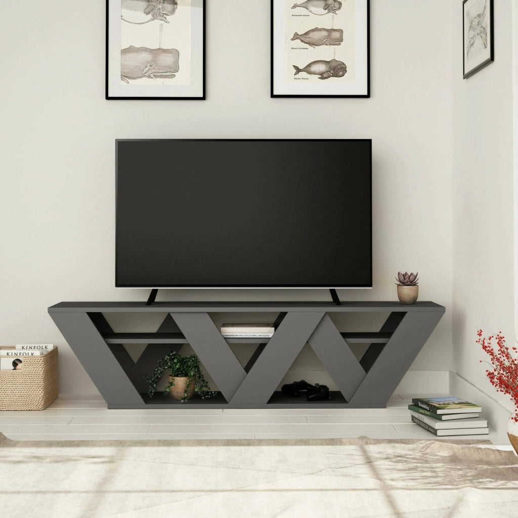 Mobile porta TV Arcobaleno, Credenza da soggiorno, Armadio basso per TV, Base parete attrezzata, 158x30h40 cm, Antracite