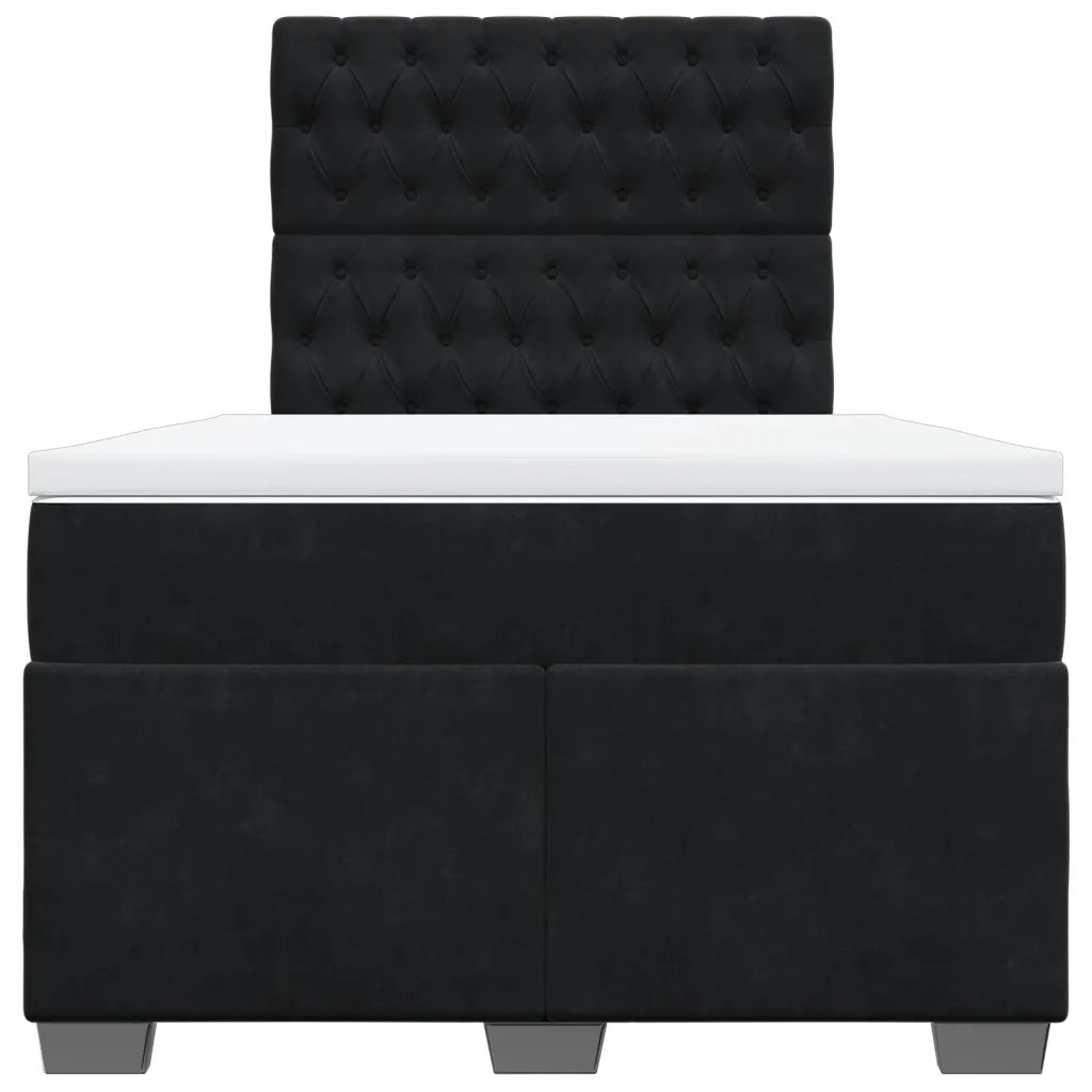 Giroletto a Molle con Materasso Nero 120x200 cm in Velluto