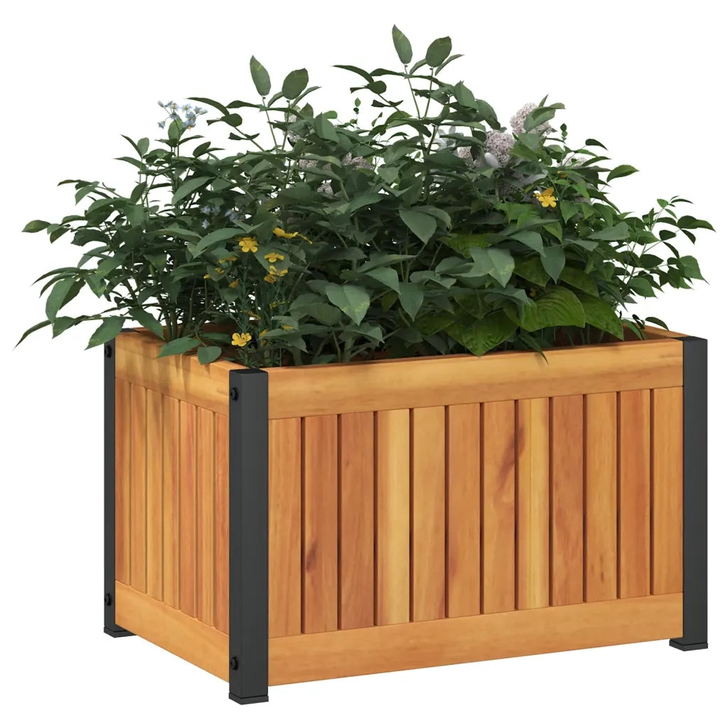 Fioriera da Giardino-Vaso da Esterno 45x30x27,5 cm in Legno Massello di Acacia