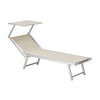 Lettino Prendisole Deluxe in Alluminio e Texilene con Parasole Beige Melange