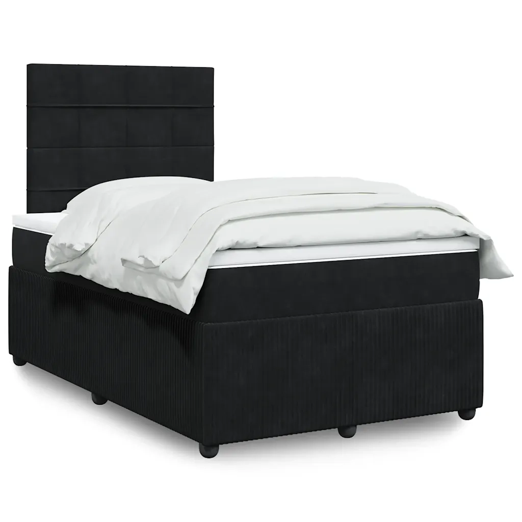Giroletto a Molle con Materasso Nero 120x200 cm in Velluto 3294612