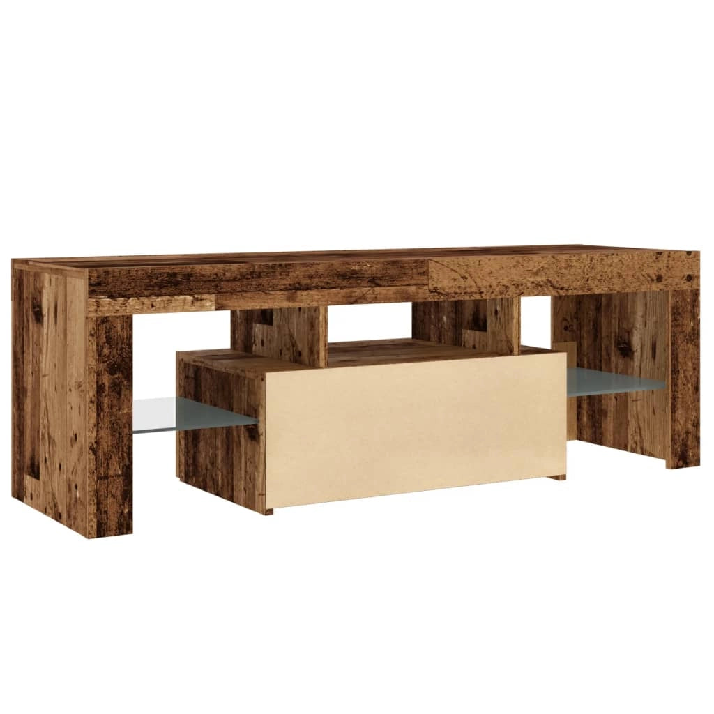 Mobile TV multimediale mensola per TV credenza per TV sala da pranzo soggiorno camera da letto con luci a LED legno invecchiato legno ingegnerizzato marrone 02_0026840