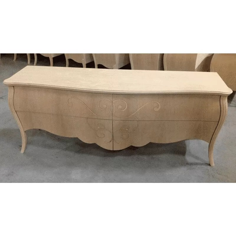 Porta tv in legno bombato 4 cassetti grezzo l.170 p.50 h.66 (002) - Mobili 2G