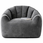 Poltrona pouf rotonda ergonomica in flanella grigio