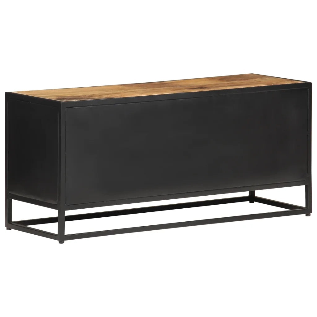 Mobile Porta TV 90x30x40 cm in Legno di Mango Grezzo e Canna 323144