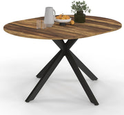 ALIX Tavolo da pranzo rotondo allungabile per 4-8 persone con gamba a ragno nera e piano in legno scuro HAWKINS 110-150 cm