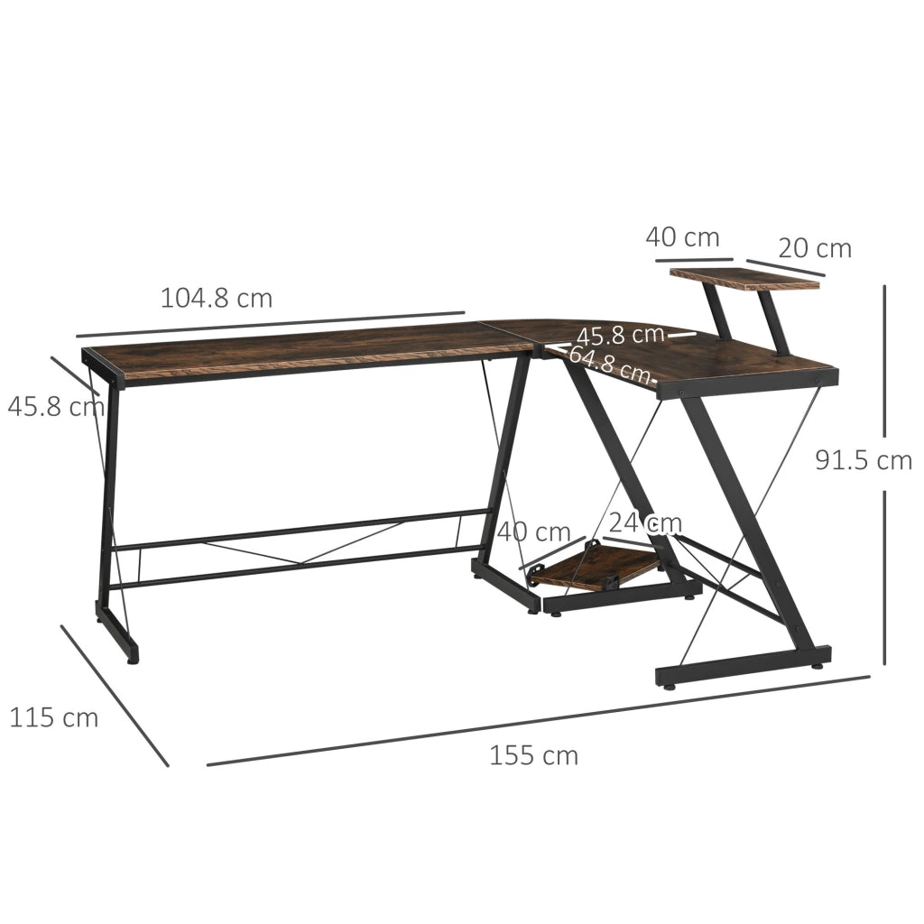 Easycomfort Scrivania Angolare Reversibile per Computer e PC in Stile Industriale, per Ufficio o Camera, in Legno 155x115x91.5cm