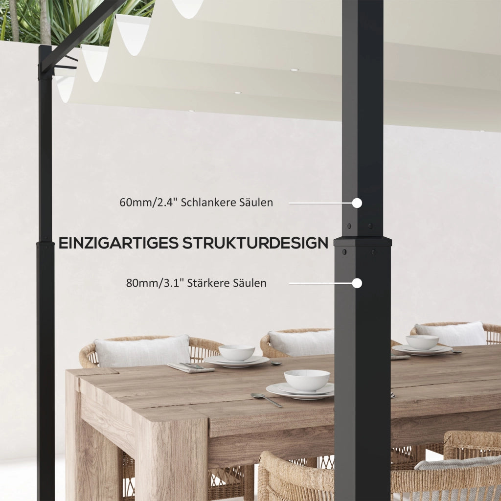 Pergola da Giardino 3x3m Tetto Retrattile ¨C Xylo ¨C Crema UPF30+ Metallo
