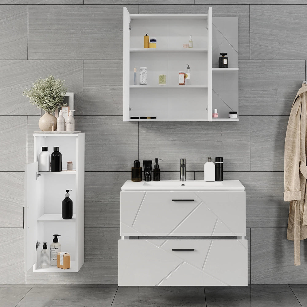 Vicco Set di mobili da bagno Bianco/bianco lucido 4 parti
