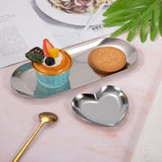 Piatto di Stoccaggio in Acciaio Inossidabile - Decorativo e Funzionale - Set da 2 Pezzi Argento