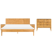 Set da camera da letto in legno di pino con letto matrimoniale 2 comodini e cassettiera a 6 cassetti 180 x 200 cm marrone chiaro stile scandinavo