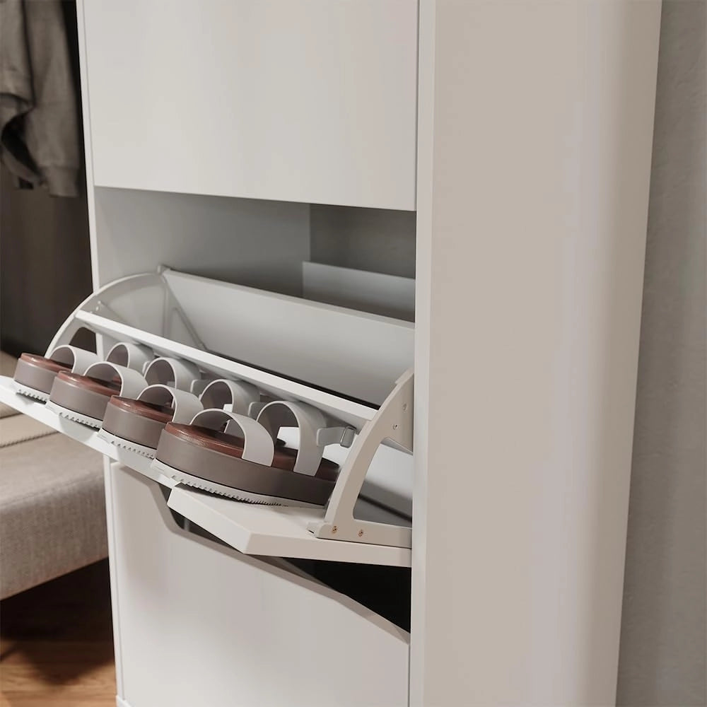 Scarpiera da ingresso Marelle, Bianco/Artisan, 60 x 129.5 cm con 3 scomparti