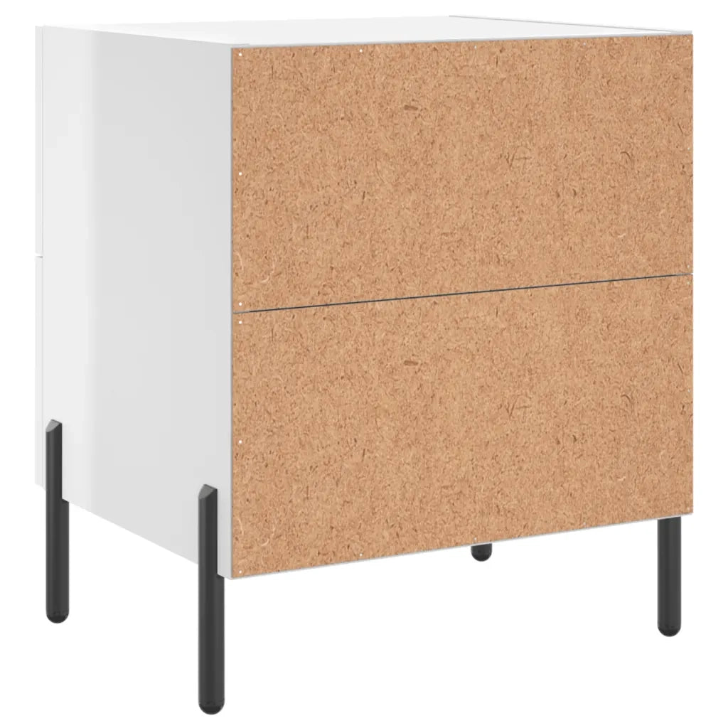 Comodini 2 pz-Set di 2 Tavolino da notte Bianco Lucido 40x35x47,5 cm in Legno Multistrato 386474