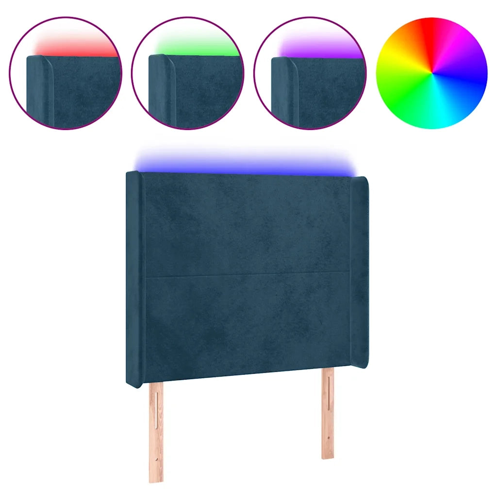 Testiera | Testata a LED Blu Scuro 93x16x118/128 cm in Velluto