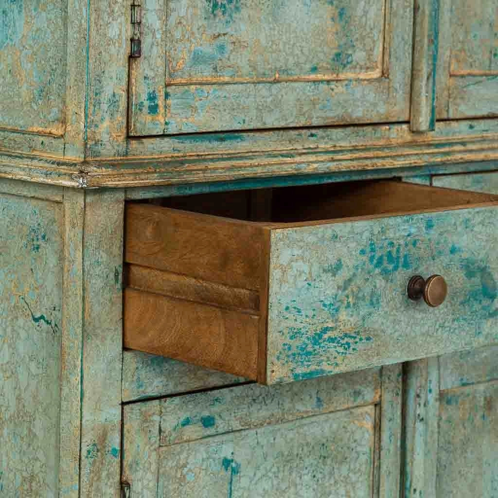 Armadio artigianale in legno turchese 85x40x180h cm