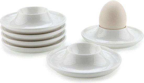Piatti per Uova - Supporti per Uova in Ceramica - Bianchi - Uova Sode - Stands per Uova in Ceramica - Piatti da Colazione per Servire Uova