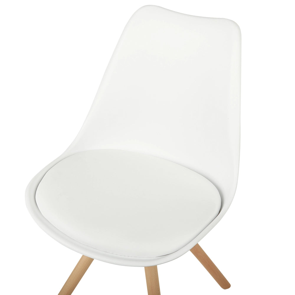 Set di 2 sedie da pranzo Sedile in ecopelle bianca Gambe in legno eleganti