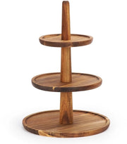 Supporto per Cupcake in Legno - Sistema a Tavoli per Feste di Compleanno - 3 Livelli - Legno di Acacia