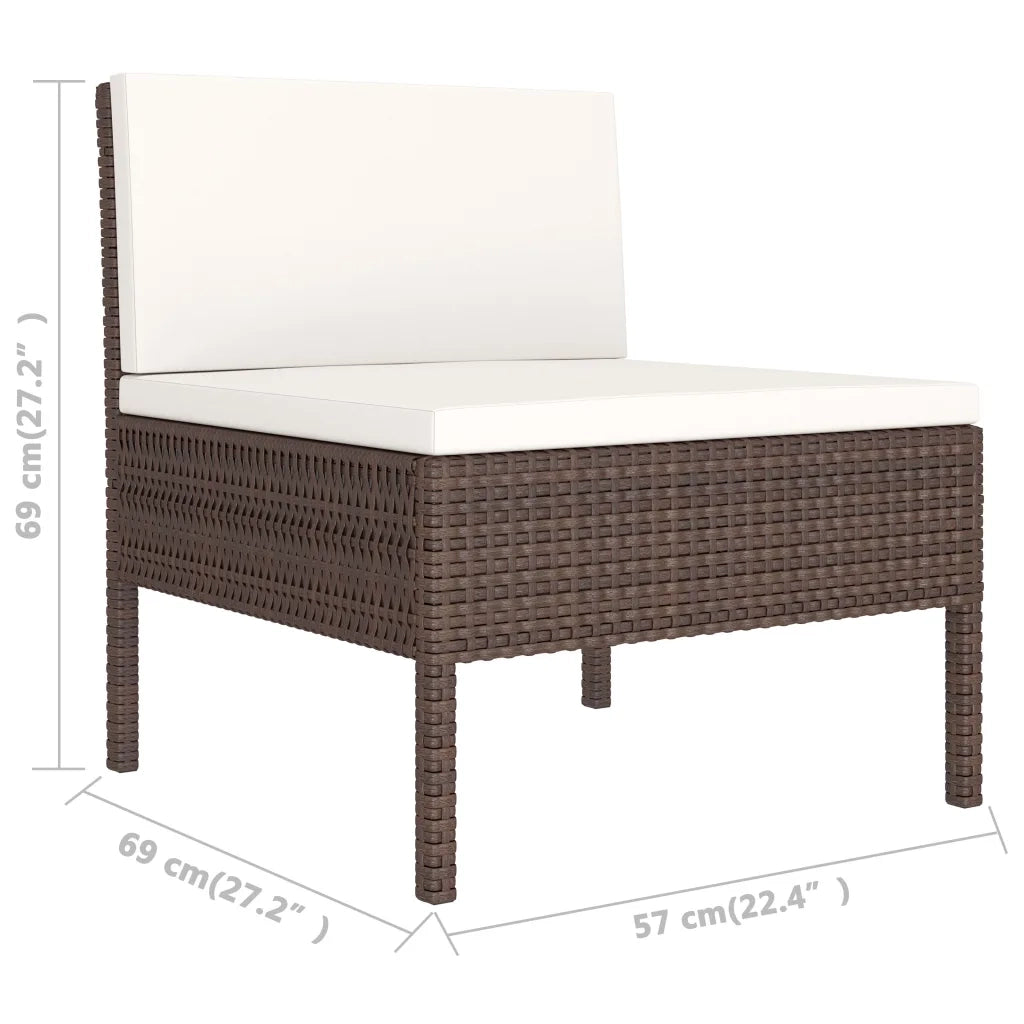 Set Divani da Giardino 2 pz con Cuscini in Polyrattan Marrone cod mxl 37747
