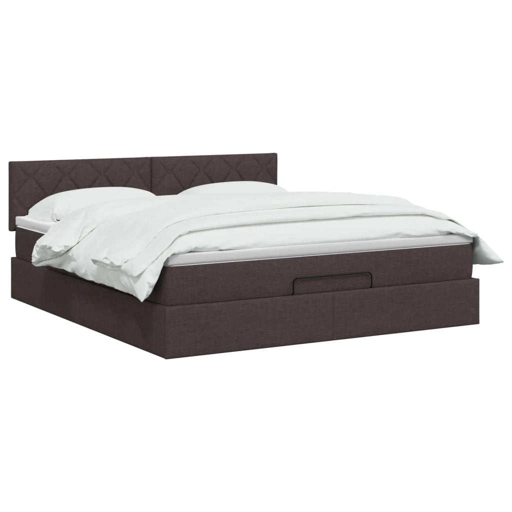 Letto Ottomano con Materasso e LED Marrone Scuro 140 x 200 cm 3456998