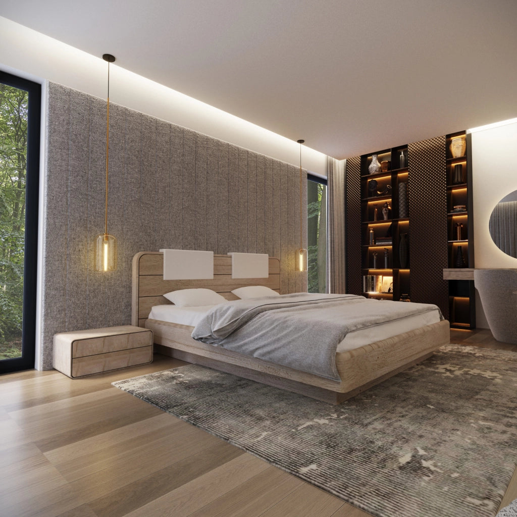 LETTO IMBOTTITO SENSE 160x200 SOLIK ROVERE NATURALE