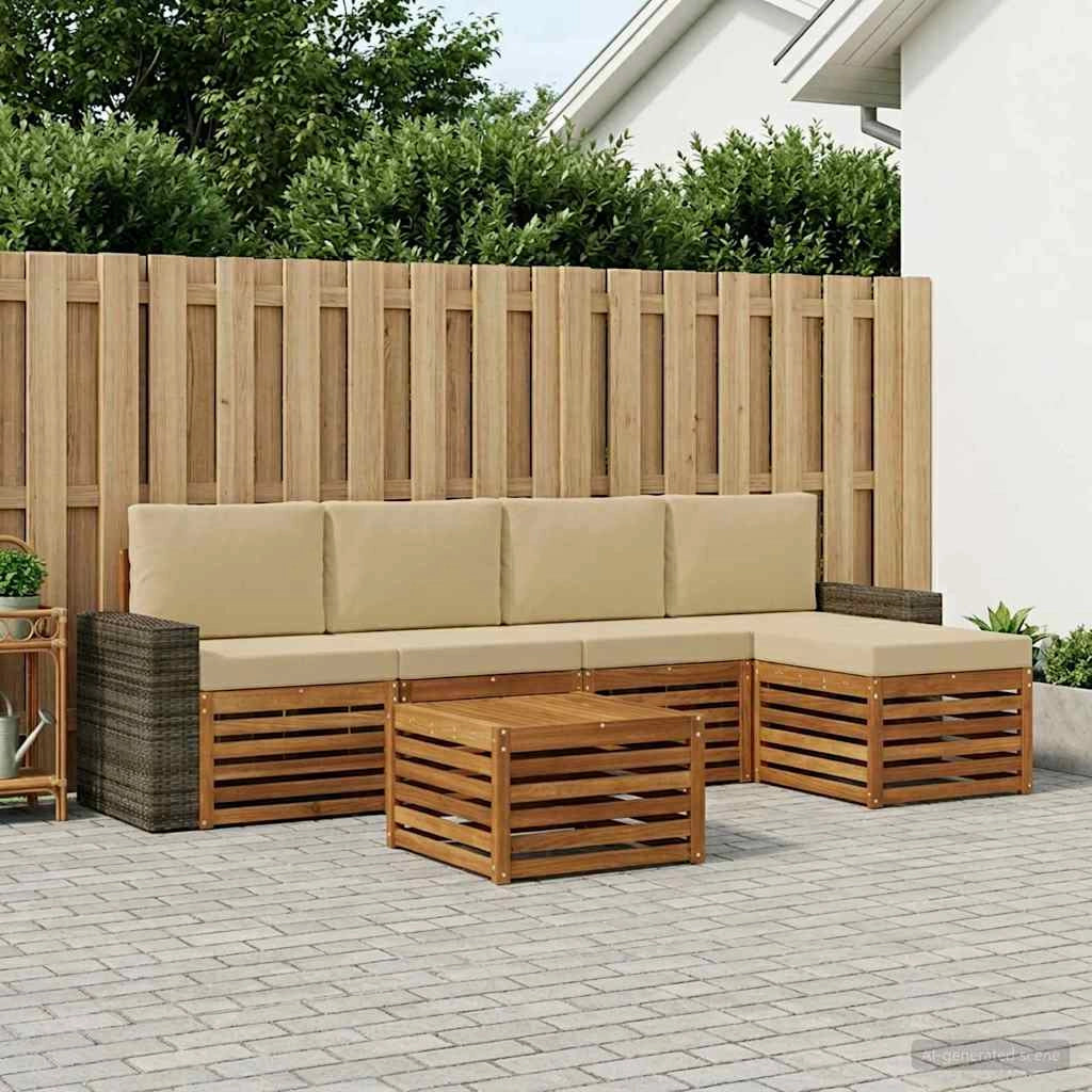 Set di divani da esterno 6 pz Naturale e Beige 3384279