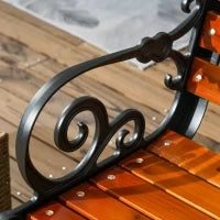 Panchina da Giardino 2 Posti in Alluminio e Legno a Doghe con Braccioli, 120x64x79cm, Teak