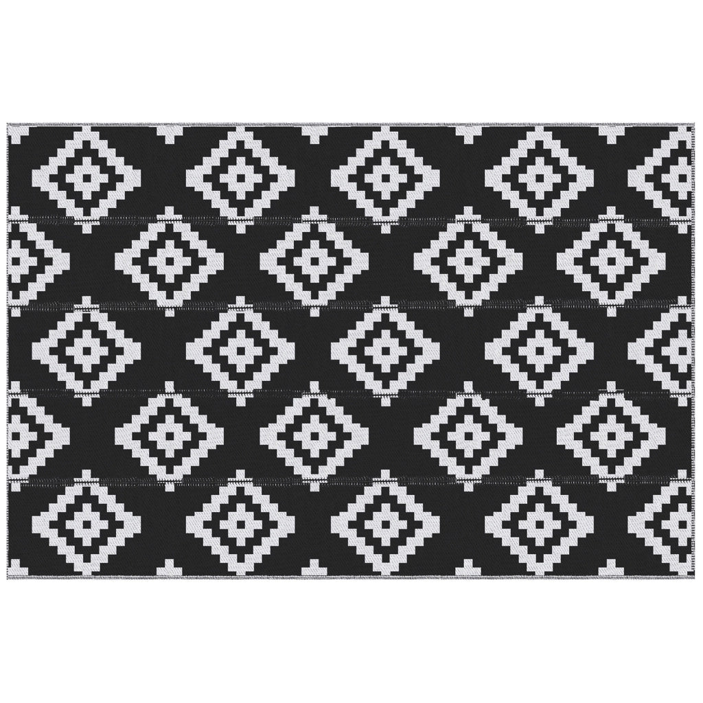 Tappeto Esterno Reversibile ¨C Zephmum ¨C 2 Motivi 2.74x1.82 m Nero Bianco
