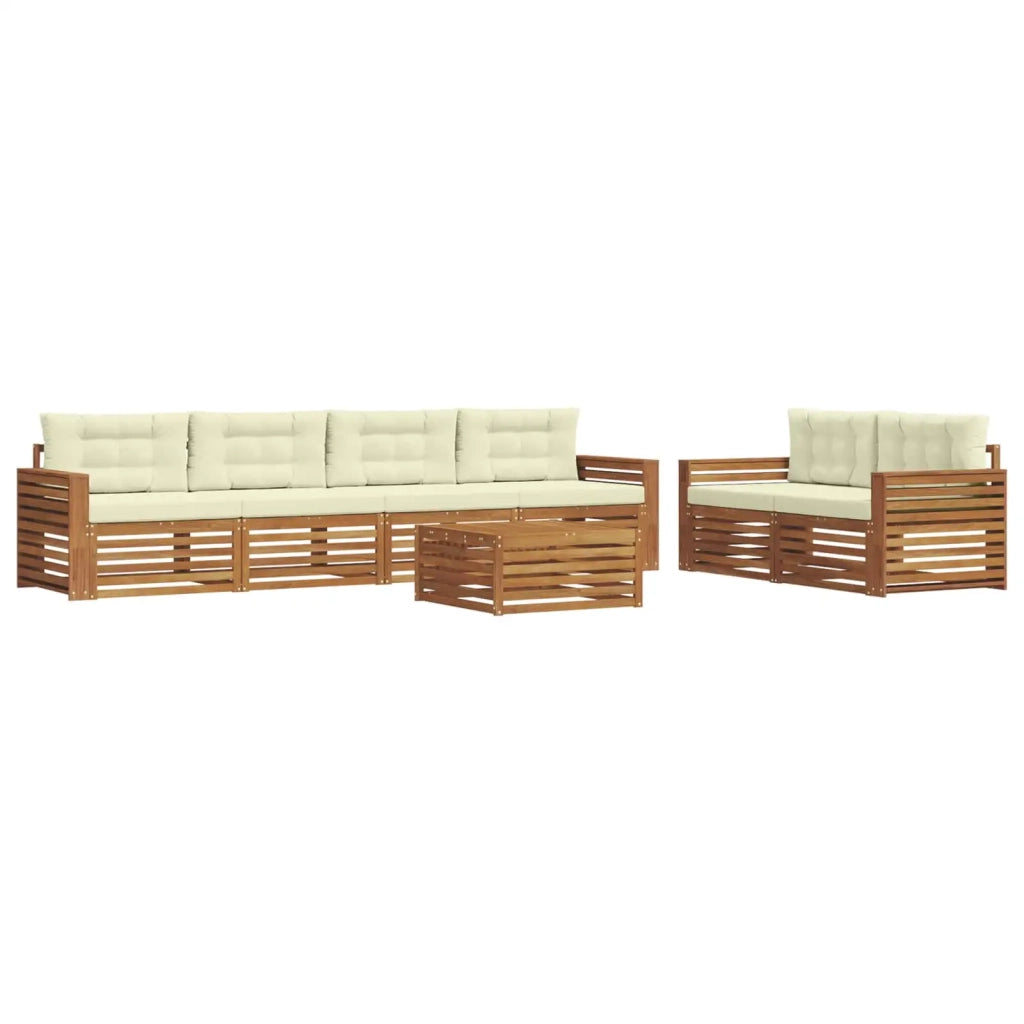 Set di divani da esterno con cuscino 7 pcs Naturale e Crema 3373065