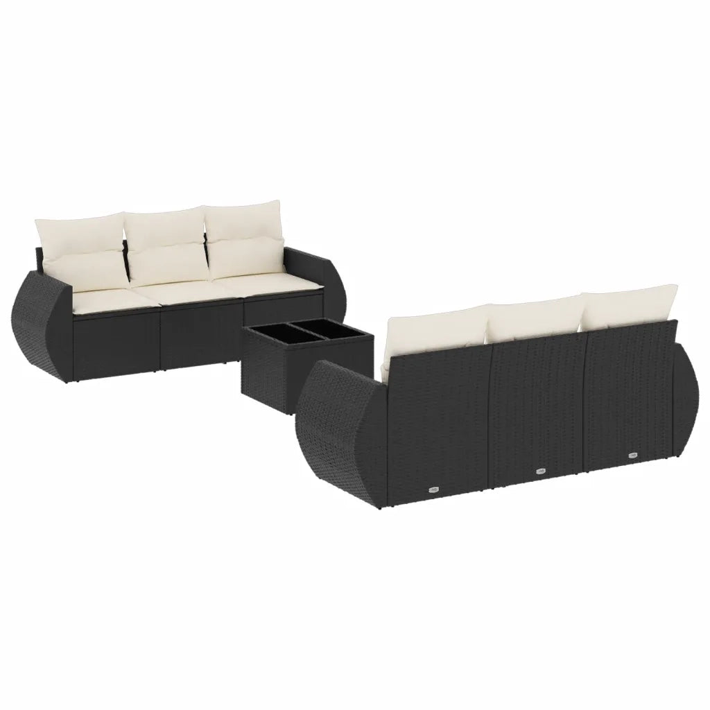 Set Divani da Giardino con Cuscini 7pz Nero Polyrattancod mxl 111991