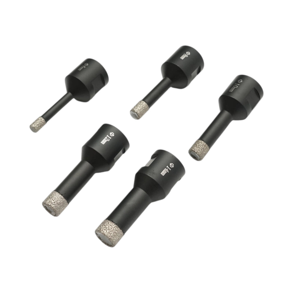 Set di 5 punte diamantate per carotaggio da 6, 8, 10, 12, 14 mm, filettatura interna M14 per piastrelle in ceramica, marmo e granito Breckner Germany