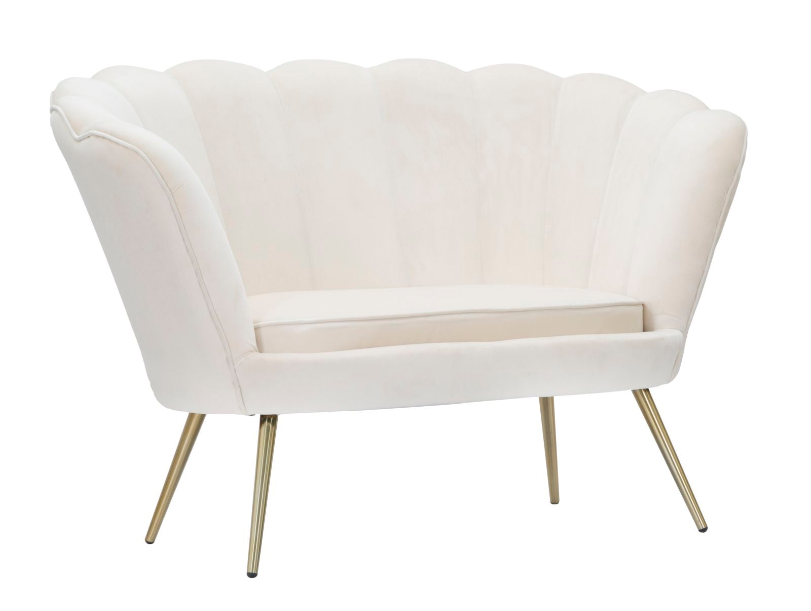 Divanetto Vienna Crema 130x74x84 cm Spugna e Tessuto e Metallo Bianco e Oro