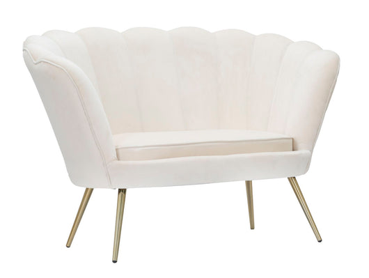 Divanetto Vienna Crema 130x74x84 cm Spugna e Tessuto e Metallo Bianco e Oro