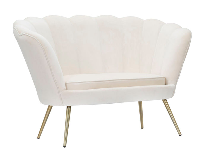 Divanetto Vienna Crema 130x74x84 cm Spugna e Tessuto e Metallo Bianco e Oro