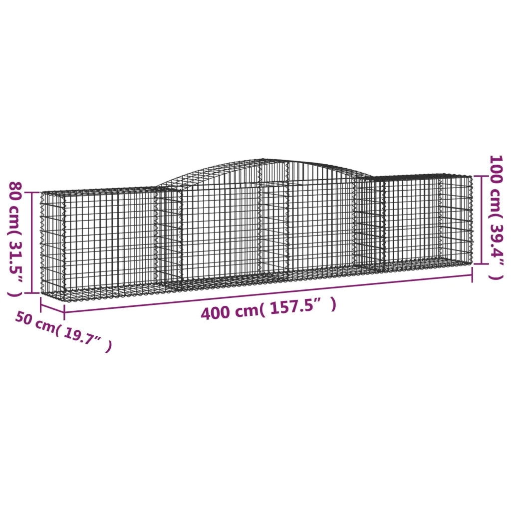 Cesti Gabbioni ad Arco 5 pz 400x50x80/100 cm Ferro Zincato 3146986