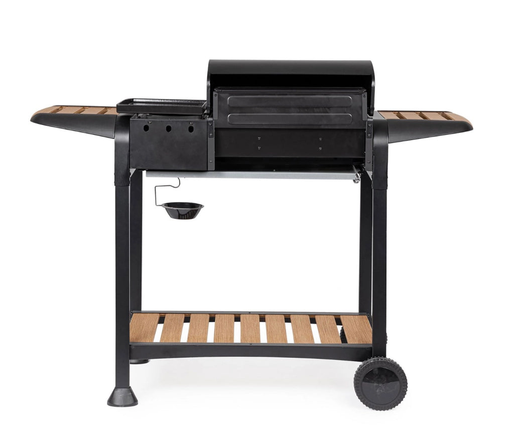 Barbecue a Gas 3 Bruciatori 133x57x98h cm Accensione Piezoelettrica in Acciaio Loni Nero