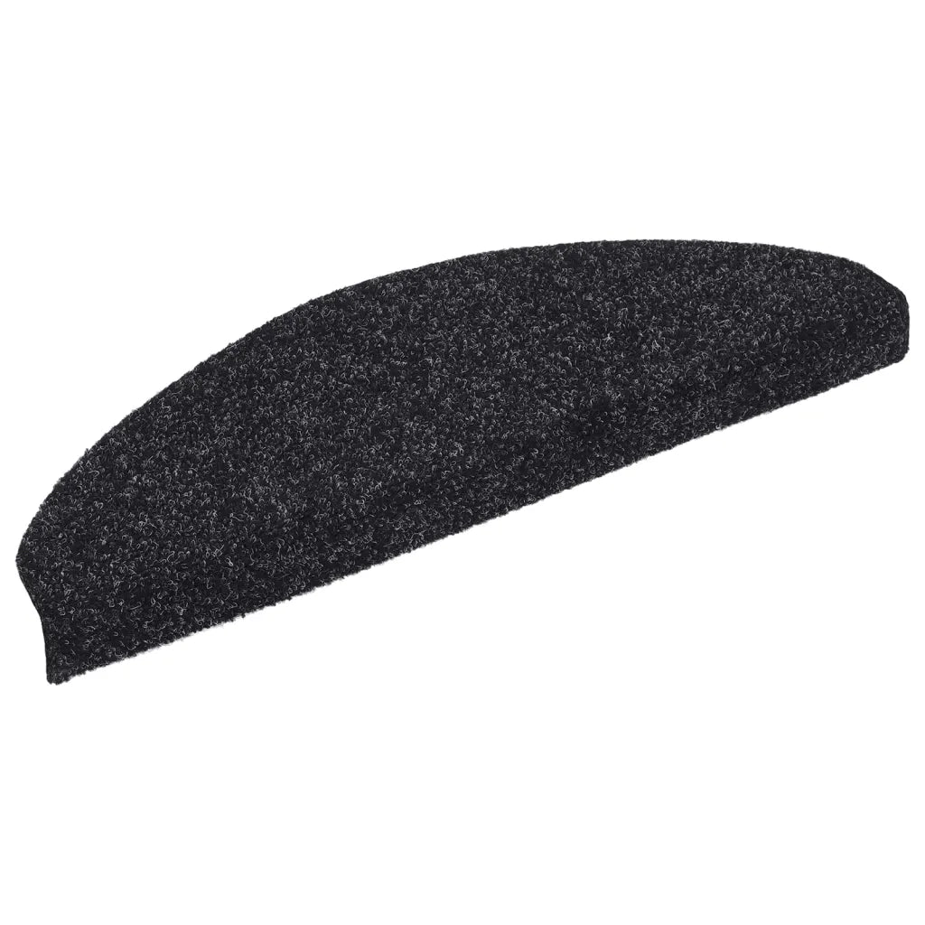 Tappetini per scale autoadesivi 10 pz 65x21x4 cm neri semicircolari grandi 149703