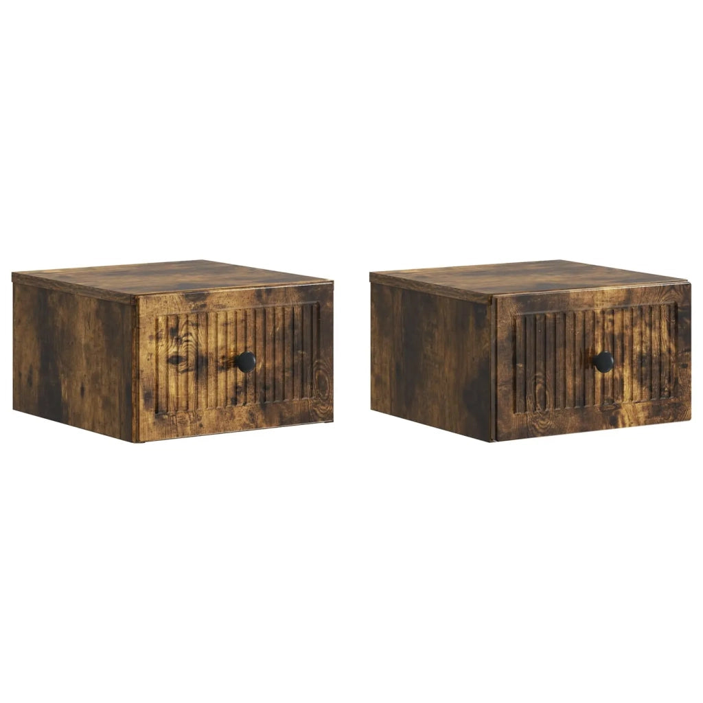 Mobiletto da notte a muro 2 pcs Rovere Fumo 33 x 34,5 x 20 cm 897926