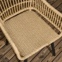 Set da Giardino 7 Pezzi in Rattan PE con Tavolo da Pranzo 153x89x74 cm e 6 Sedie 52x62x78 cm con Cuscini